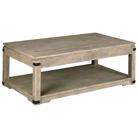 Rustic Rectangular Lift-Top Cocktail Table with Removable Casters